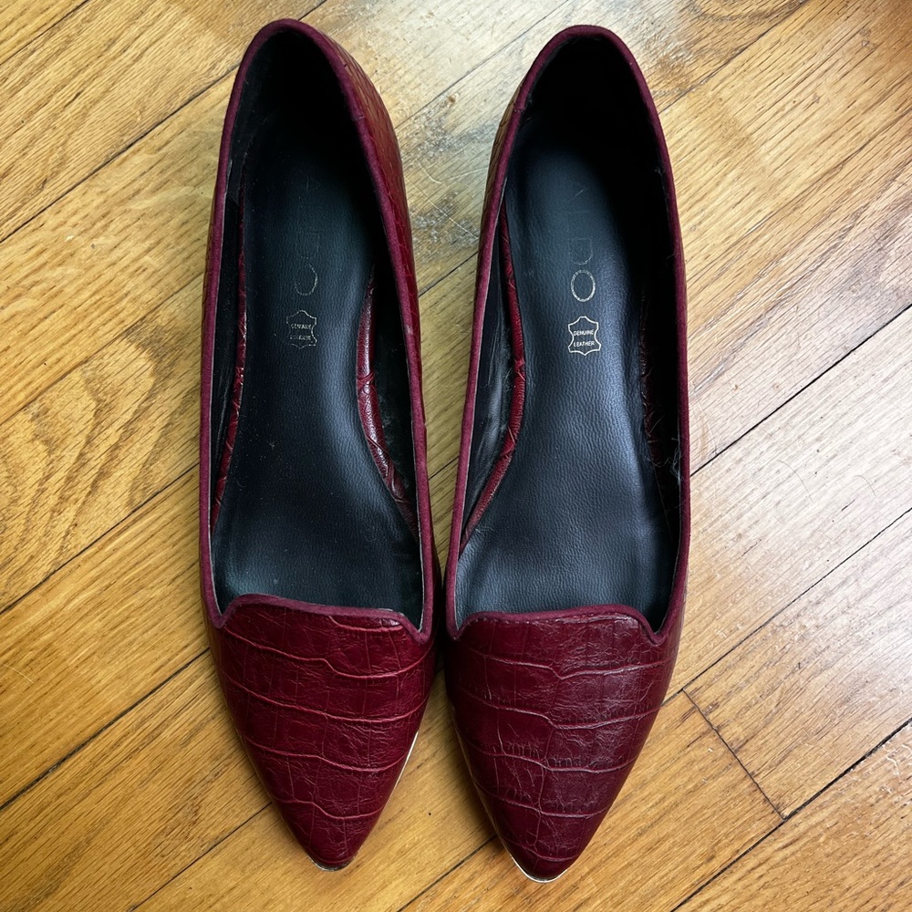 Aldo Leather Maroon Loafer Shoe